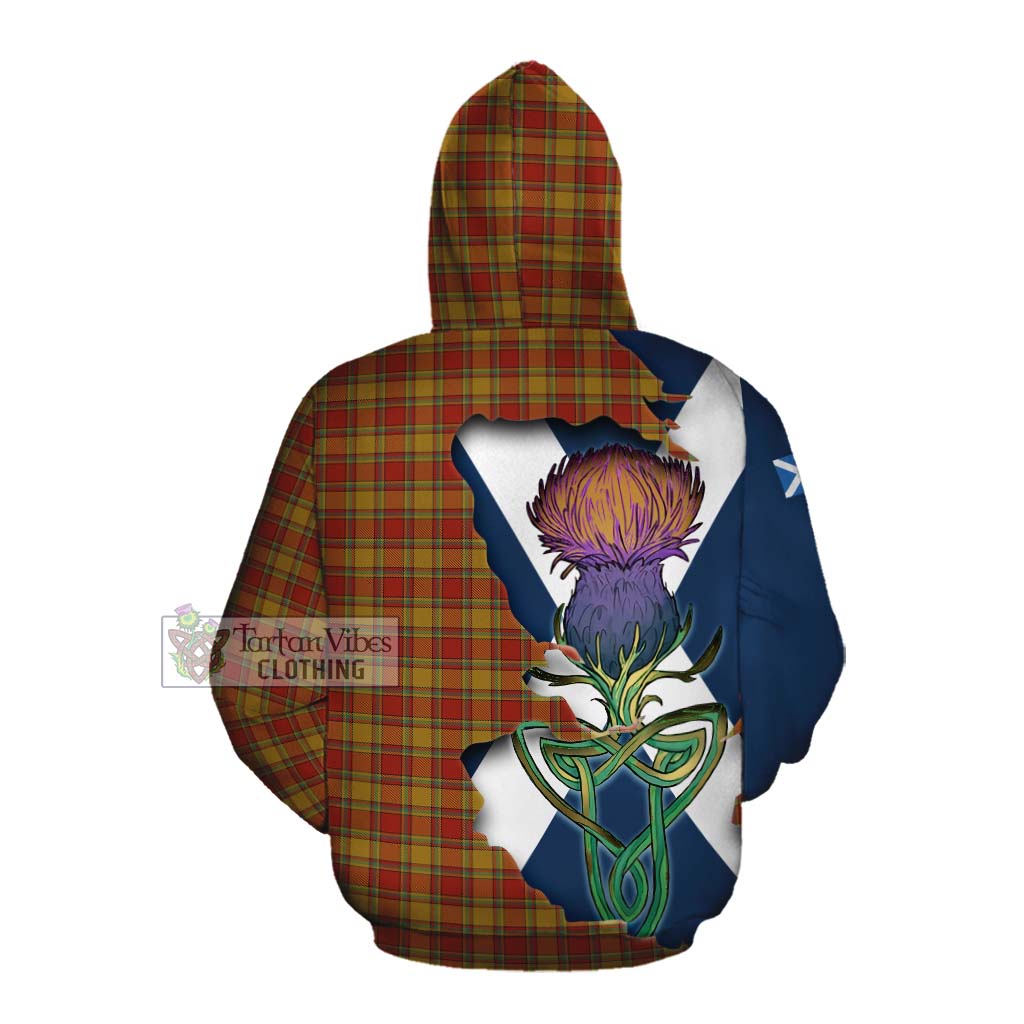 Tartan Vibes Clothing Scrymgeour Tartan Family Crest Cotton Hoodie Scottish Thistle Celtic Inspired