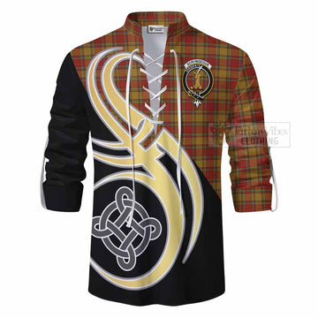 Scrymgeour Tartan Ghillie Kilt Shirt with Family Crest and Celtic Symbol Style - Tartan Vibes Clothing
