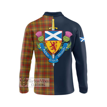 Scrymgeour Tartan Long Sleeve Polo Shirt Alba with Scottish Lion Royal Arm Half Style - Tartan Vibes Clothing