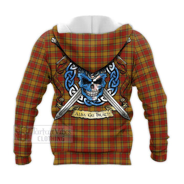 Scrymgeour Tartan Knitted Hoodie with Family Crest Celtic Skull Style - Tartan Vibes Clothing