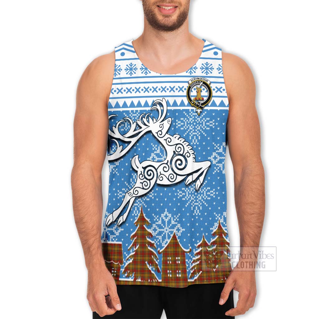Scrymgeour Clan Christmas Men's Tank Top Celtic Reindeer Style - Tartan Vibes Clothing