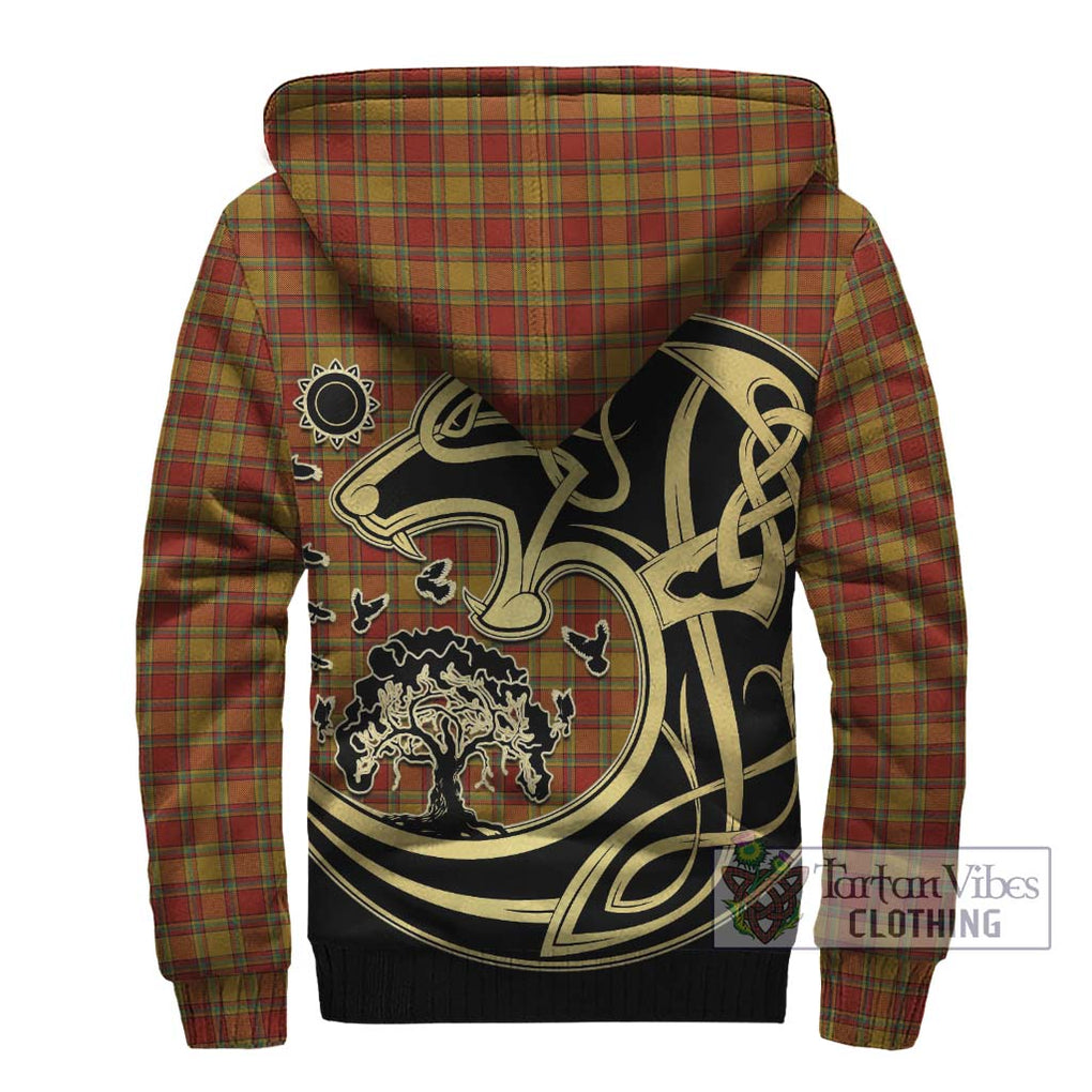 Scrymgeour Tartan Sherpa Hoodie with Family Crest Celtic Wolf Style - Tartan Vibes Clothing
