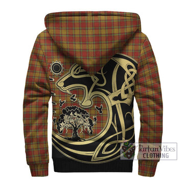 Scrymgeour Tartan Sherpa Hoodie with Family Crest Celtic Wolf Style - Tartan Vibes Clothing