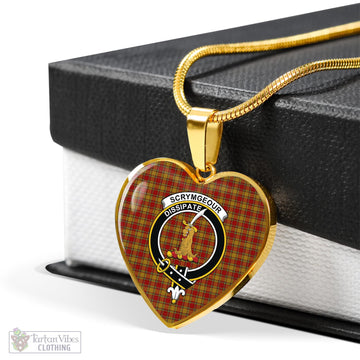 Scrymgeour Tartan Heart Necklace with Family Crest - Tartan Vibes Clothing