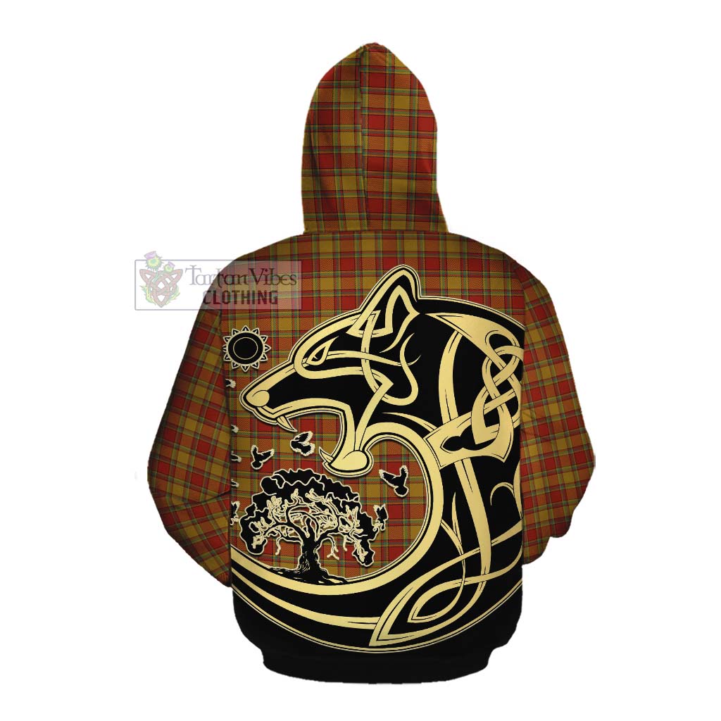 Scrymgeour Tartan Cotton Hoodie with Family Crest Celtic Wolf Style Pullover Hoodie - Tartan Vibes Clothing