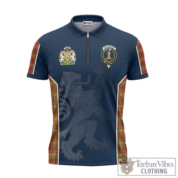 Scrymgeour Tartan Zipper Polo Shirt with Family Crest and Lion Rampant Vibes Sport Style - Tartan Vibes Clothing
