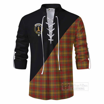 Scrymgeour Tartan Ghillie Kilt Shirt with Family Crest and Military Logo Style - Tartan Vibes Clothing