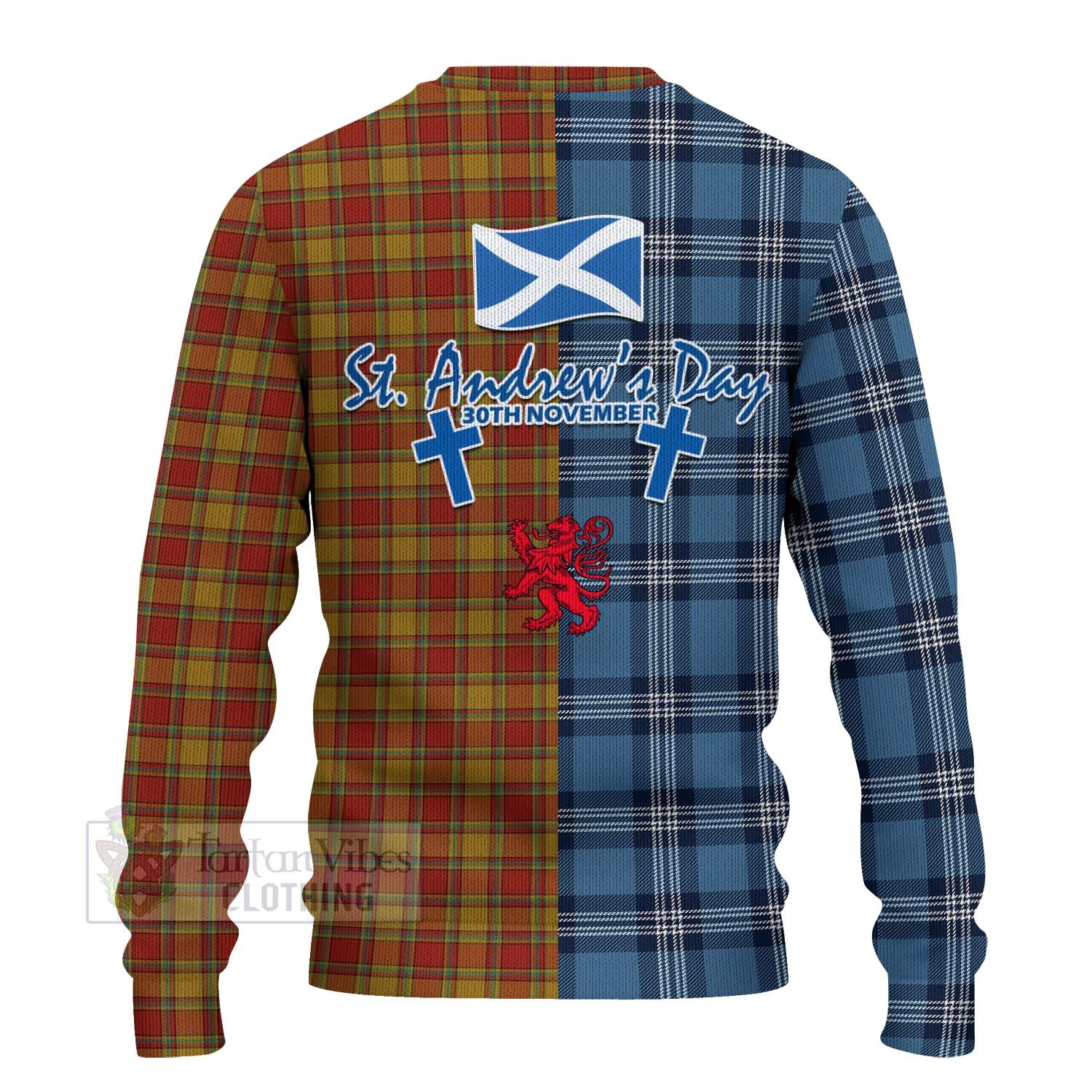 Scrymgeour Tartan Knitted Sweater Happy St. Andrew's Day Half Tartan Style - Tartan Vibes Clothing