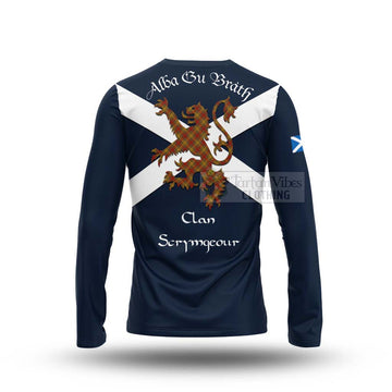 Scrymgeour Tartan Lion Rampant Long Sleeve T-Shirt Proudly Display Your Heritage with Alba Gu Brath and Clan Name - Tartan Vibes Clothing