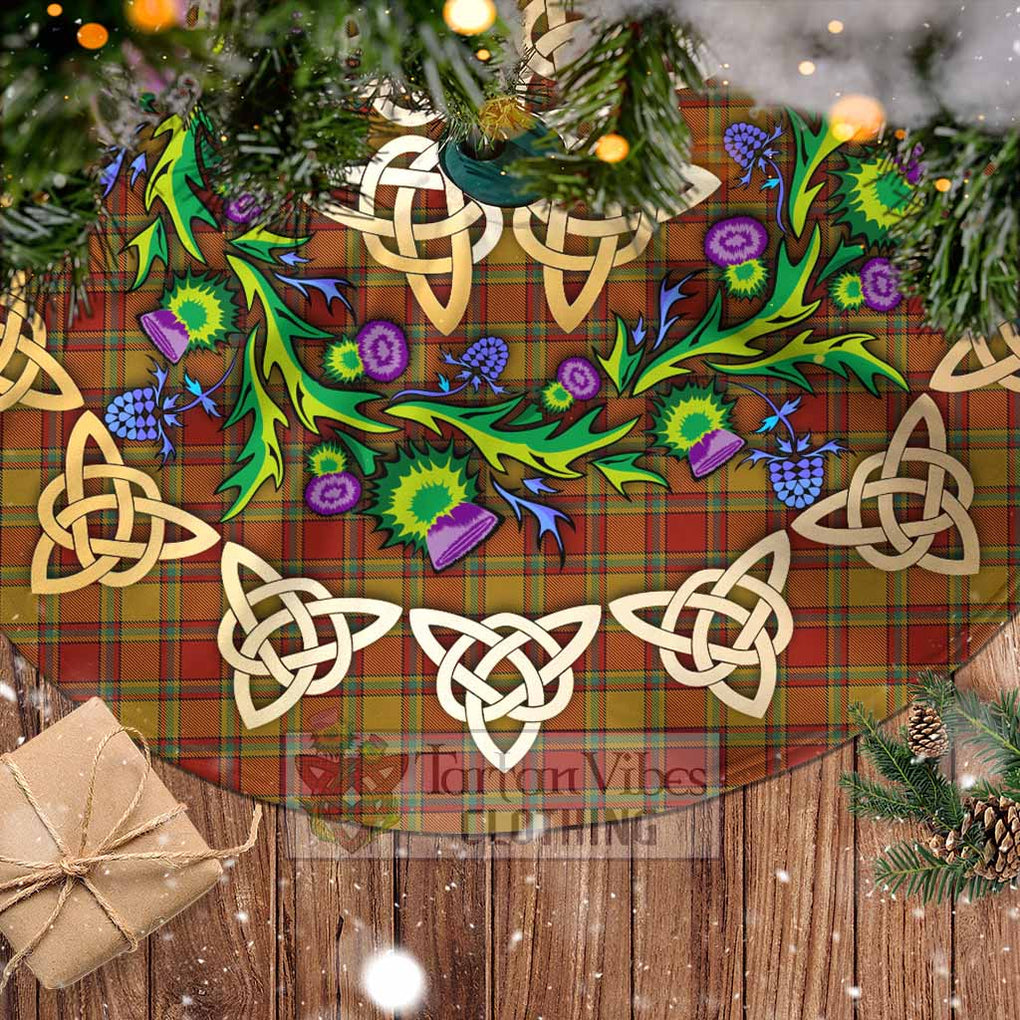 Tartan Vibes Clothing Scrymgeour Tartan Christmas Tree Skirt with Thistle Celtic Knot Style