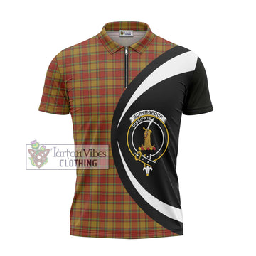 Scrymgeour Tartan Zipper Polo Shirt with Family Crest Circle Style - Tartan Vibes Clothing