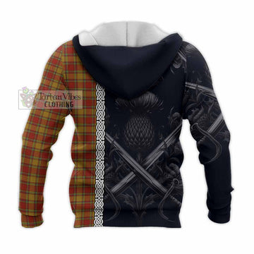 Scrymgeour Tartan Knitted Hoodie with Family Crest Cross Sword Thistle Celtic Vibes - Tartan Vibes Clothing