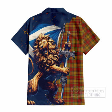 Scrymgeour Tartan Family Crest Hawaiian Shirt with Scottish Majestic Lion - Tartan Vibes Clothing
