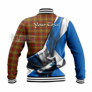 Scrymgeour Tartan Baseball Jacket with Family Crest Scotland Patriotic Style - Tartan Vibes Clothing