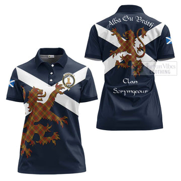 Scrymgeour Tartan Lion Rampant Women's Polo Shirt Proudly Display Your Heritage with Alba Gu Brath and Clan Name - Tartan Vibes Clothing