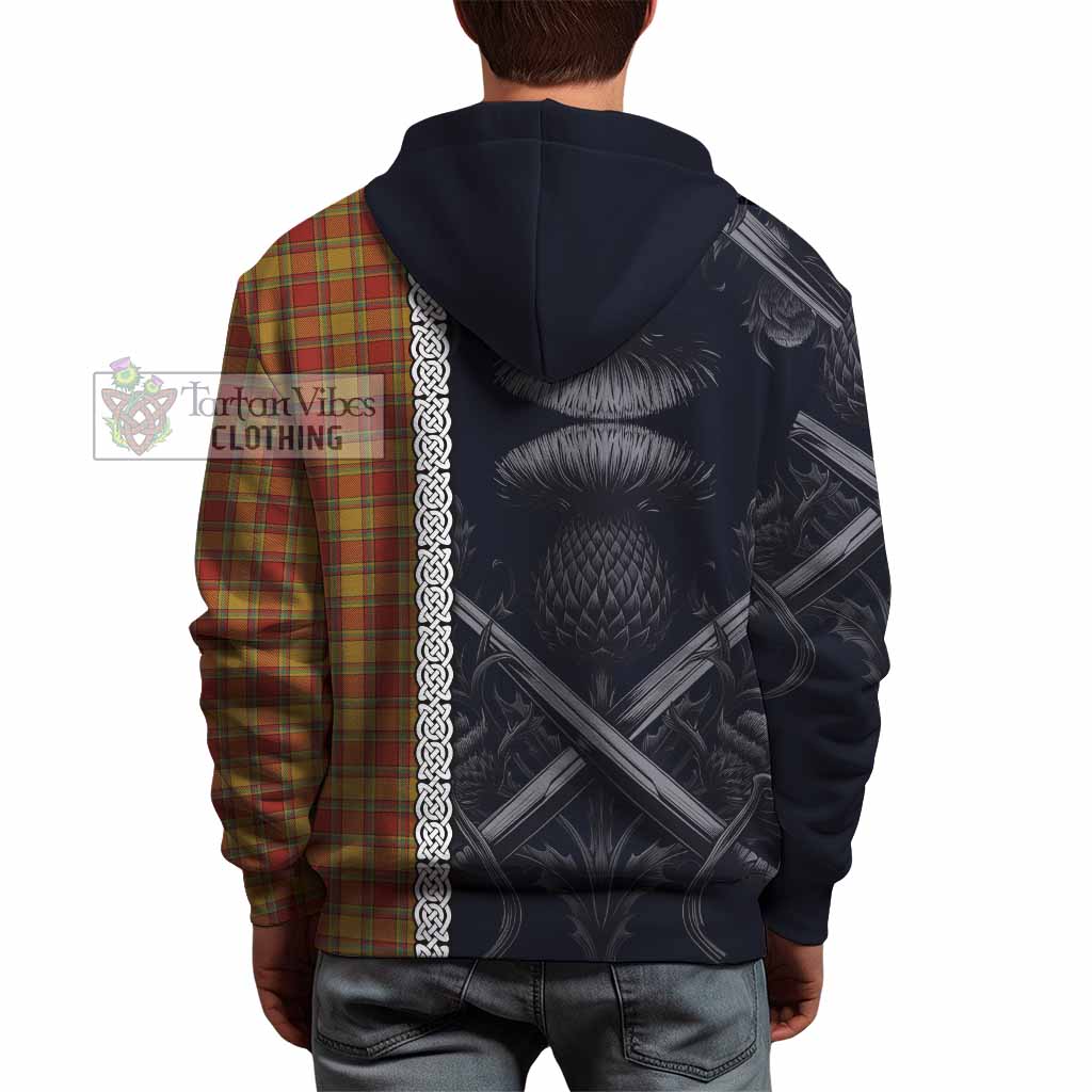 Scrymgeour Tartan Hoodie with Family Crest Cross Sword Thistle Celtic Vibes - Tartan Vibes Clothing