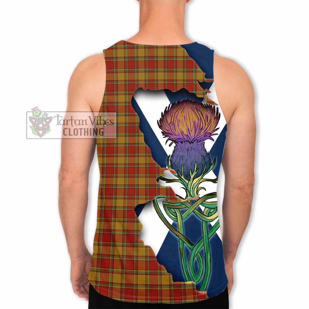 Tartan Vibes Clothing Scrymgeour Tartan Family Crest Men's Tank Top Scottish Thistle Celtic Inspired