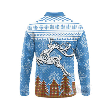 Scrymgeour Clan Christmas Long Sleeve Polo Shirt Celtic Reindeer Style - Tartan Vibes Clothing