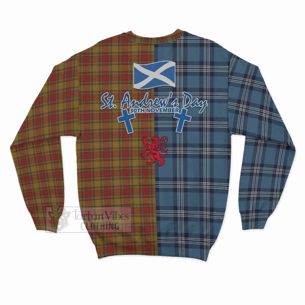 Scrymgeour Tartan Sweatshirt Happy St. Andrew's Day Half Tartan Style - Tartan Vibes Clothing