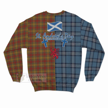 Scrymgeour Tartan Sweatshirt Happy St. Andrew's Day Half Tartan Style - Tartan Vibes Clothing