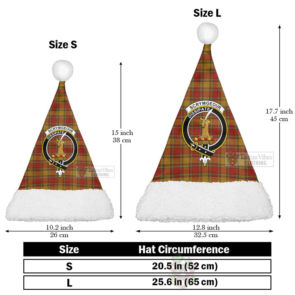 Scrymgeour Tartan Christmas Santa Hats with Family Crest Christmas Hat L 25.6in (65cm) - Tartan Vibes Clothing