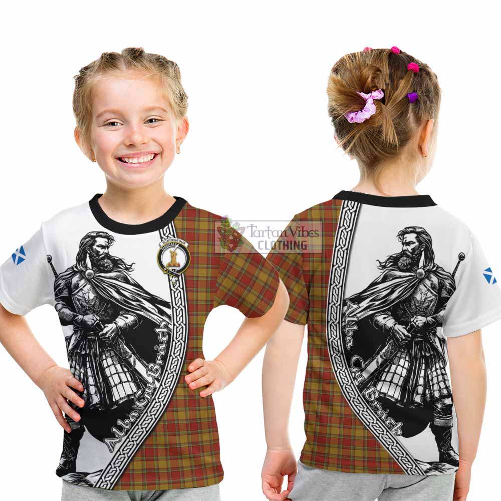 Scrymgeour Tartan Clan Crest Kid T-Shirt with Highlander Warrior Celtic Style - Tartan Vibes Clothing