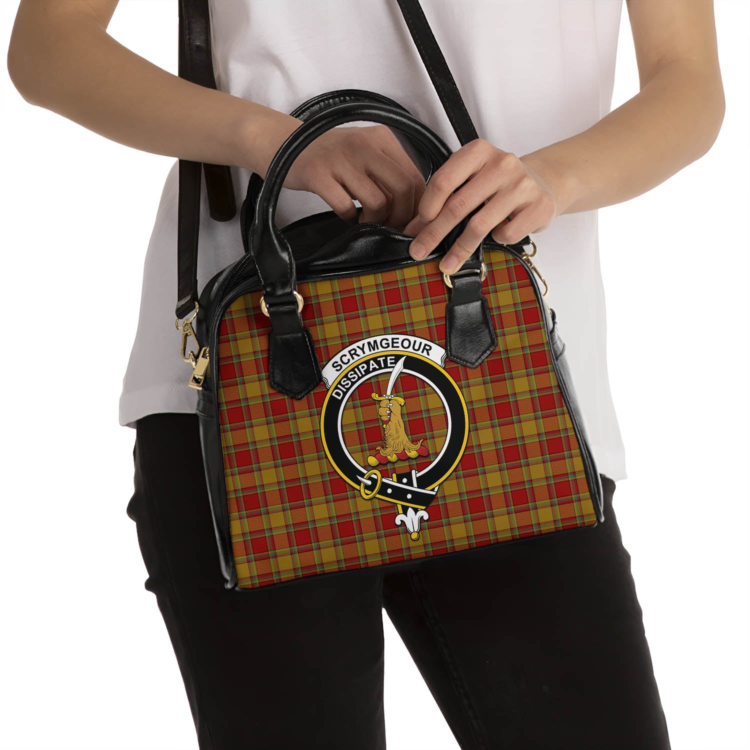 Scrymgeour Tartan Shoulder Handbags with Family Crest - Tartan Vibes Clothing