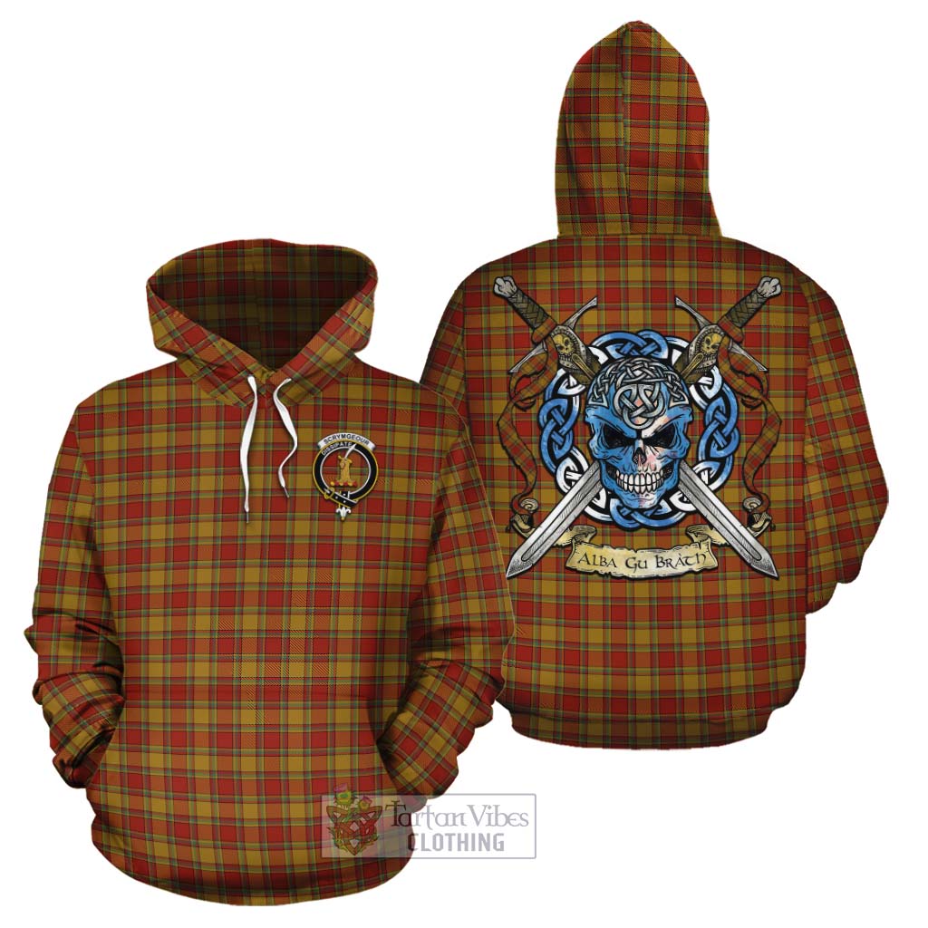 Scrymgeour Tartan Cotton Hoodie with Family Crest Celtic Skull Style Zip Hoodie - Tartan Vibes Clothing