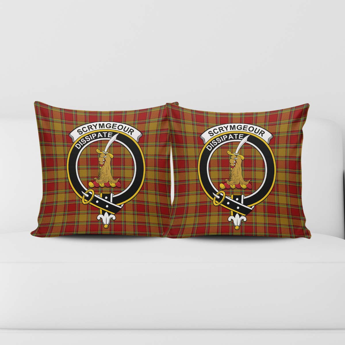 Scrymgeour Tartan Pillow Cover with Family Crest - Tartan Vibes Clothing
