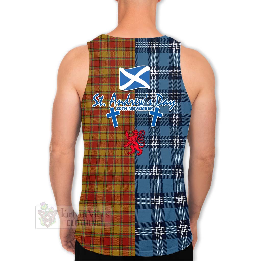 Scrymgeour Tartan Men's Tank Top Happy St. Andrew's Day Half Tartan Style - Tartan Vibes Clothing