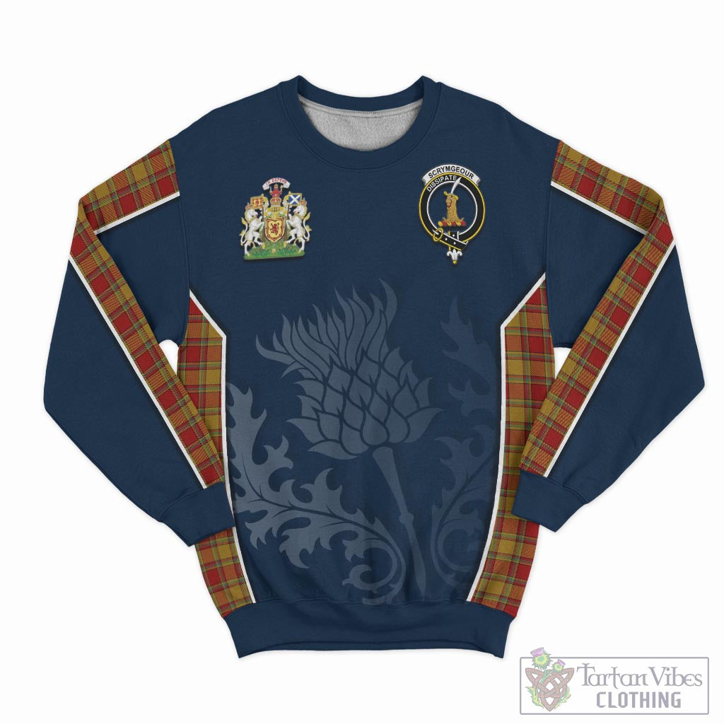 Scrymgeour Tartan Sweatshirt with Family Crest and Scottish Thistle Vibes Sport Style - Tartan Vibes Clothing