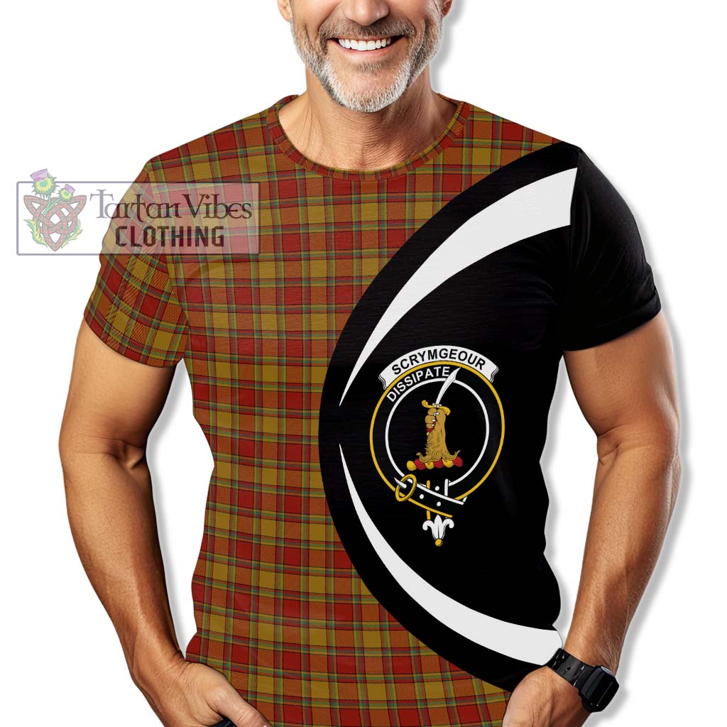 Scrymgeour Tartan T-Shirt with Family Crest Circle Style - Tartan Vibes Clothing
