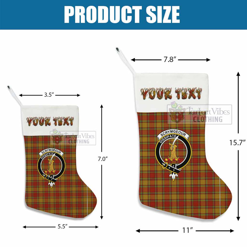 Scrymgeour Tartan Family Crest Christmas Stocking with Personalized Text - Tartan Vibes Clothing