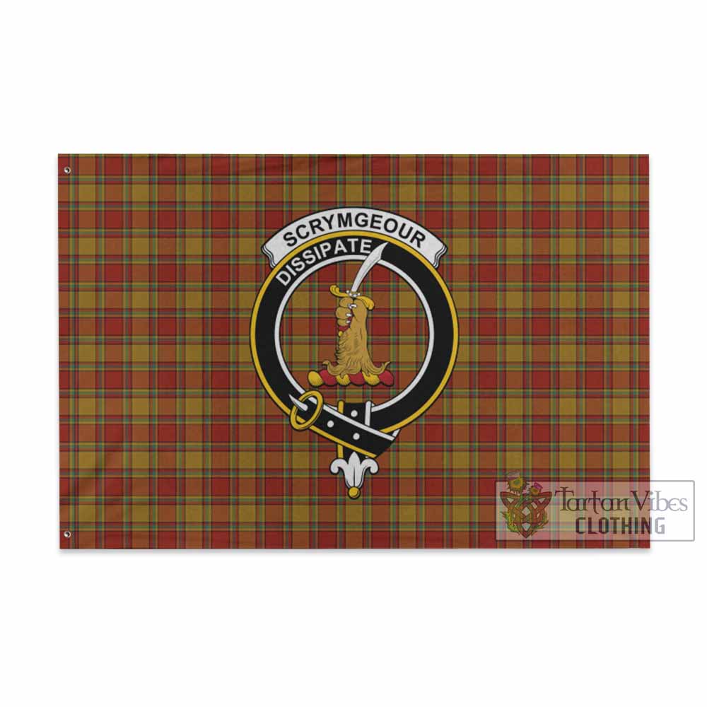 Tartan Vibes Clothing Scrymgeour Tartan House Flag with Family Crest
