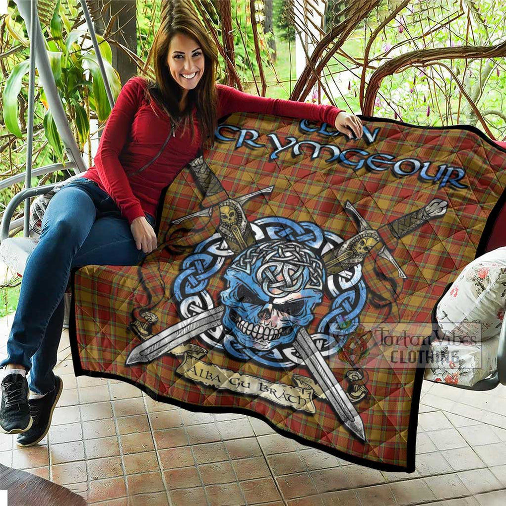 Scrymgeour Tartan Quilt with Celtic Skull Alba Gu Brath Style - Tartan Vibes Clothing