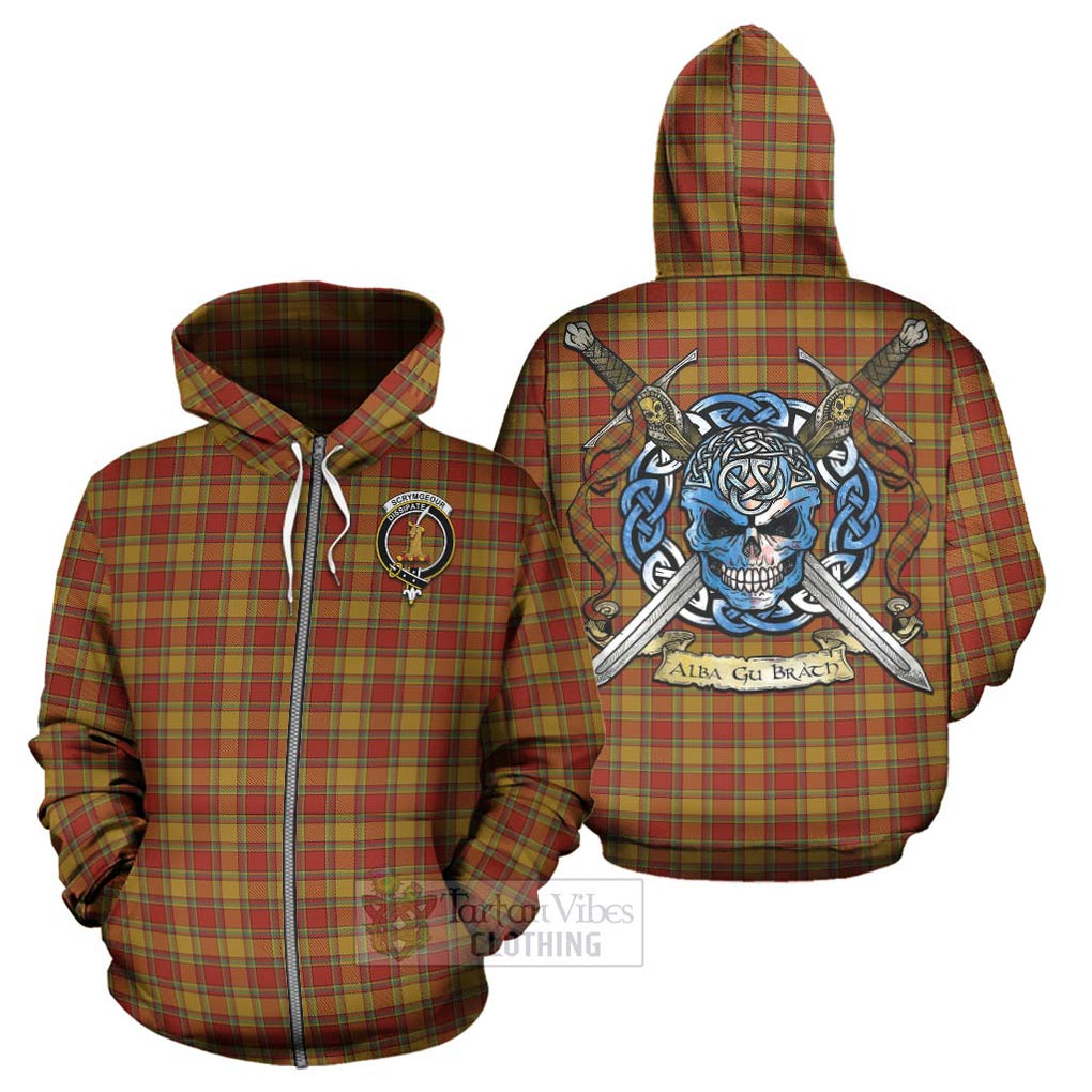 Scrymgeour Tartan Hoodie with Family Crest Celtic Skull Style - Tartan Vibes Clothing
