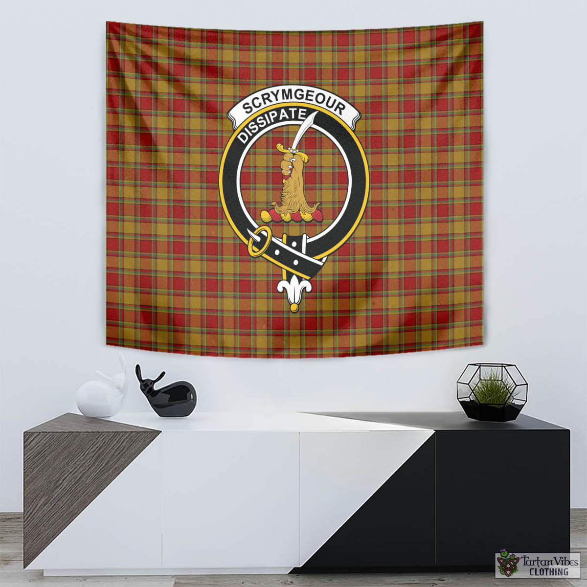 Scrymgeour Tartan Tapestry Wall Hanging and Home Decor for Room with Family Crest - Tartan Vibes Clothing