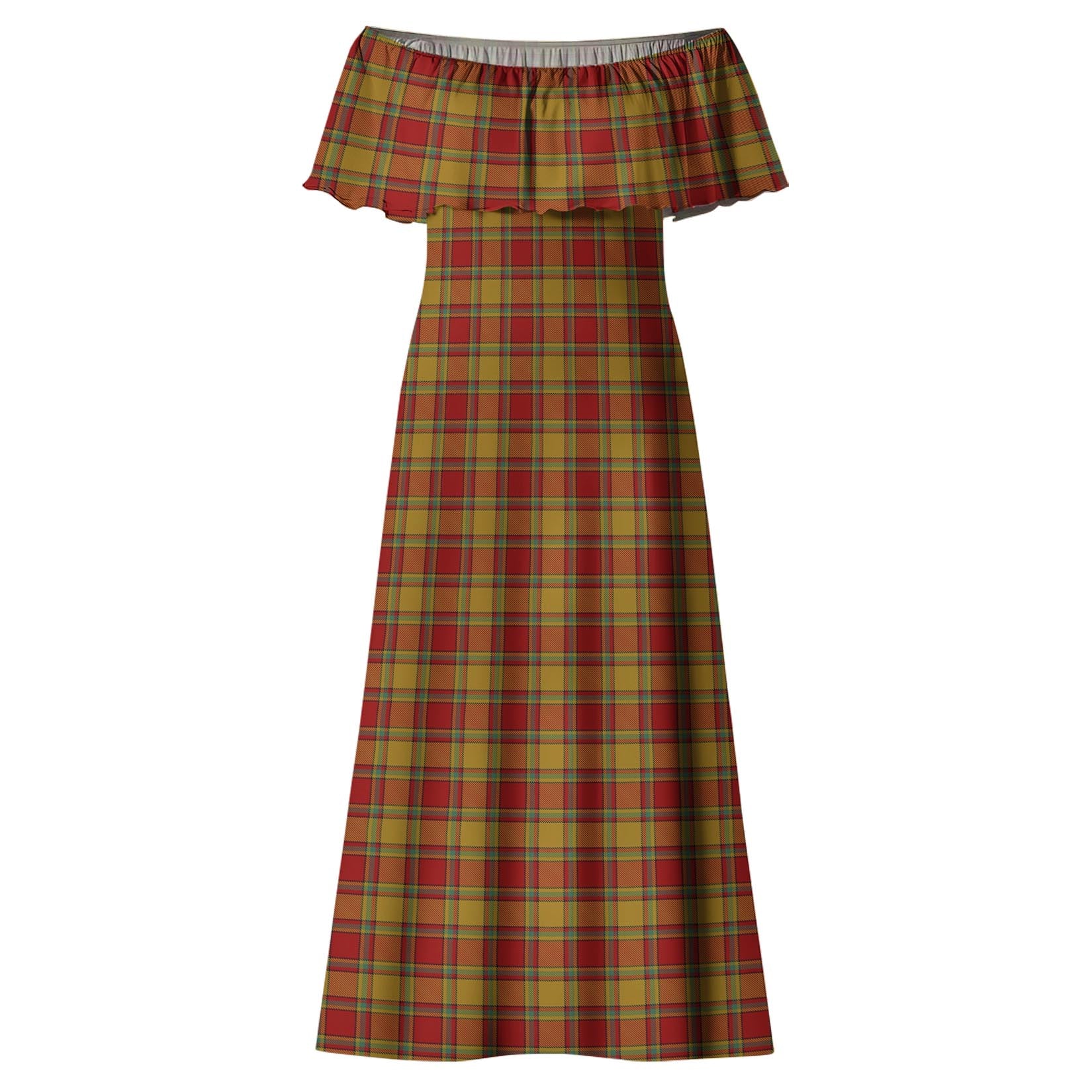 Scrymgeour Tartan Off Shoulder Long Dress - Tartan Vibes Clothing