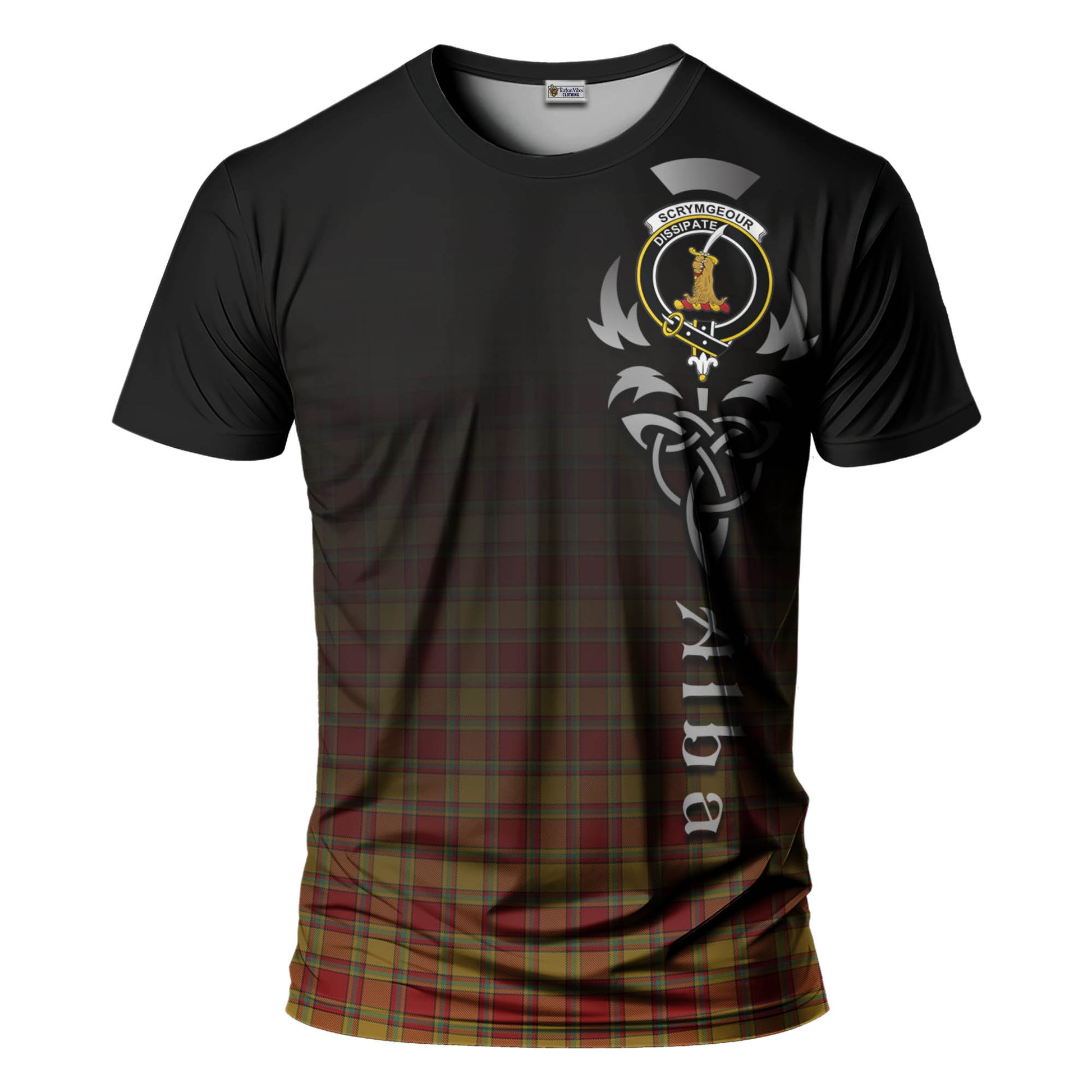 Scrymgeour Tartan T-Shirt Featuring Alba Gu Brath Family Crest Celtic Inspired - Tartan Vibes Clothing
