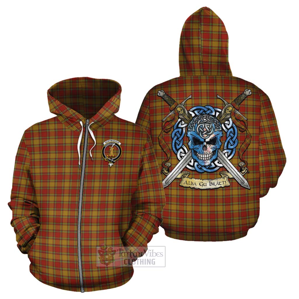 Scrymgeour Tartan Cotton Hoodie with Family Crest Celtic Skull Style - Tartan Vibes Clothing