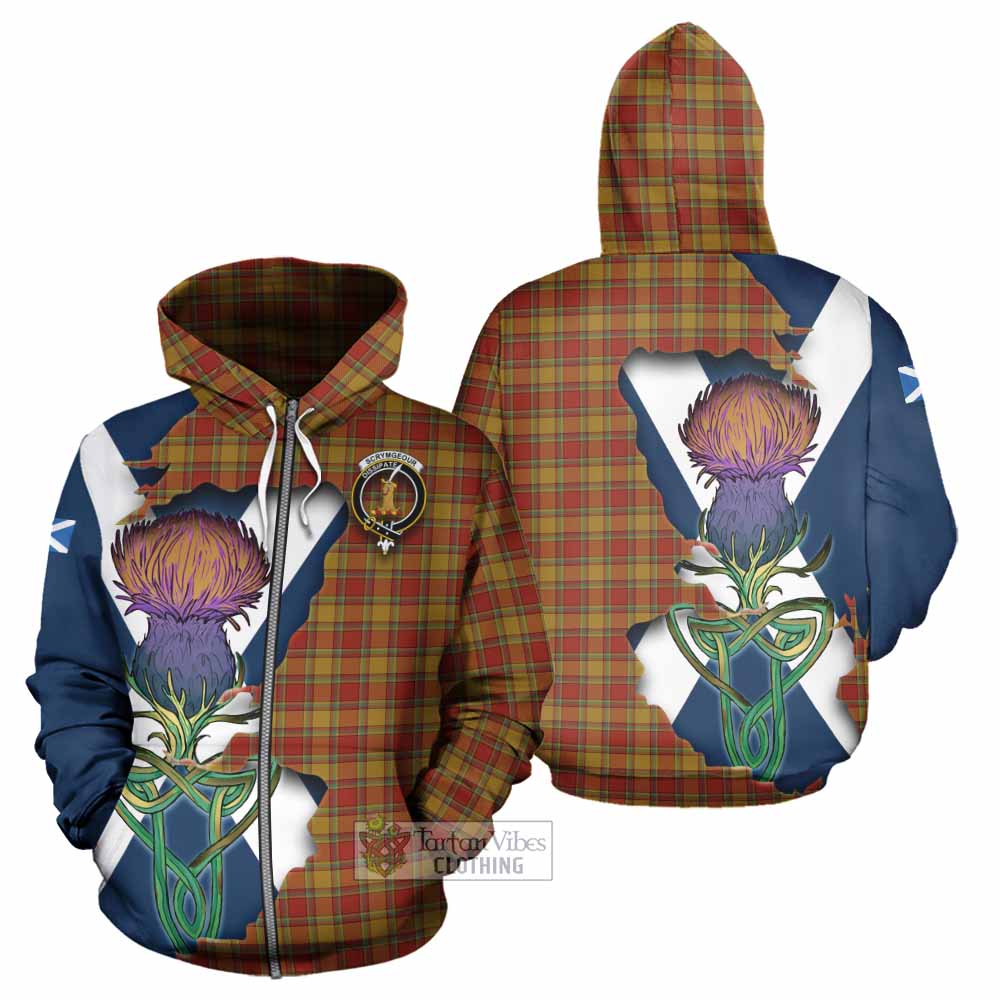 Tartan Vibes Clothing Scrymgeour Tartan Family Crest Hoodie Scottish Thistle Celtic Inspired