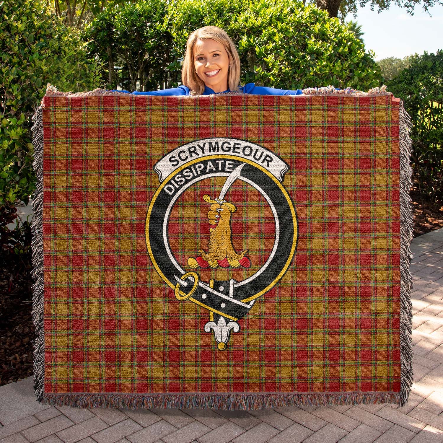 Tartan Vibes Clothing Scrymgeour Tartan Woven Blanket with Family Crest