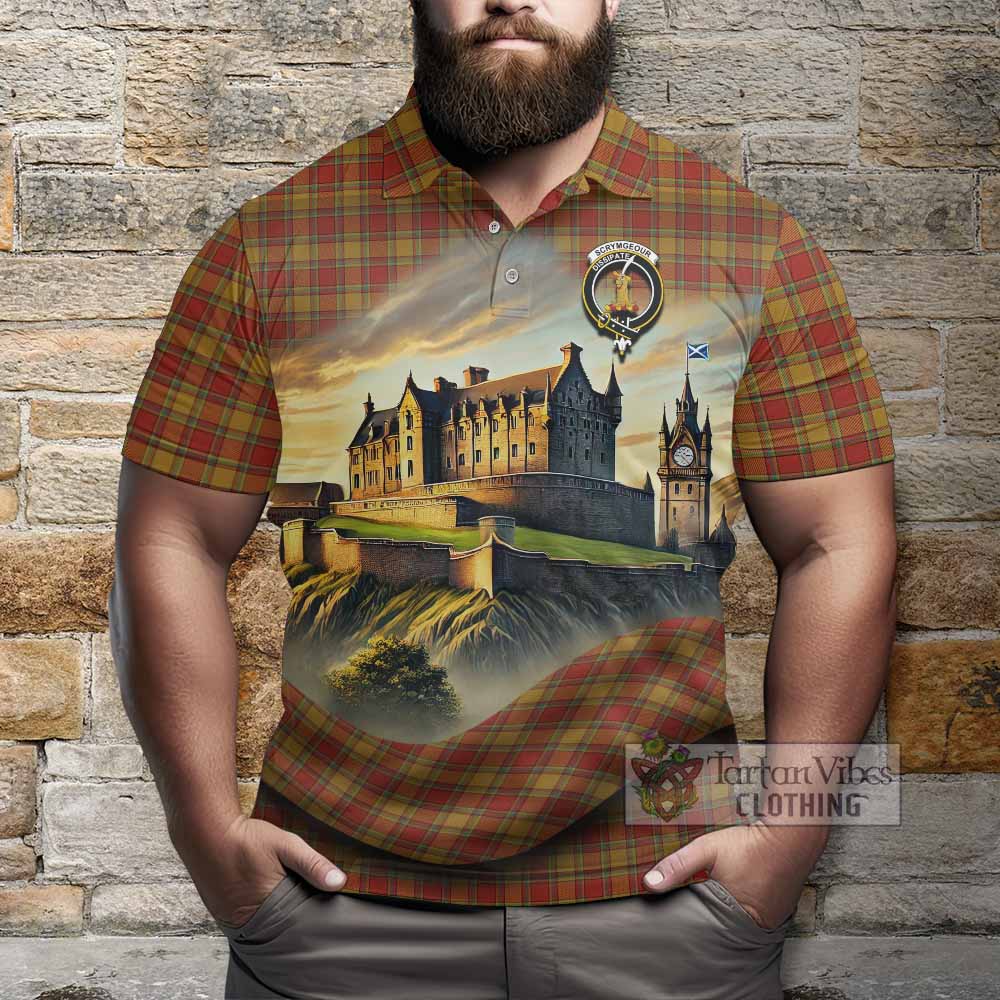Tartan Vibes Clothing Scrymgeour Tartan Family Crest Polo Shirt with Scottish Ancient Castle Stype