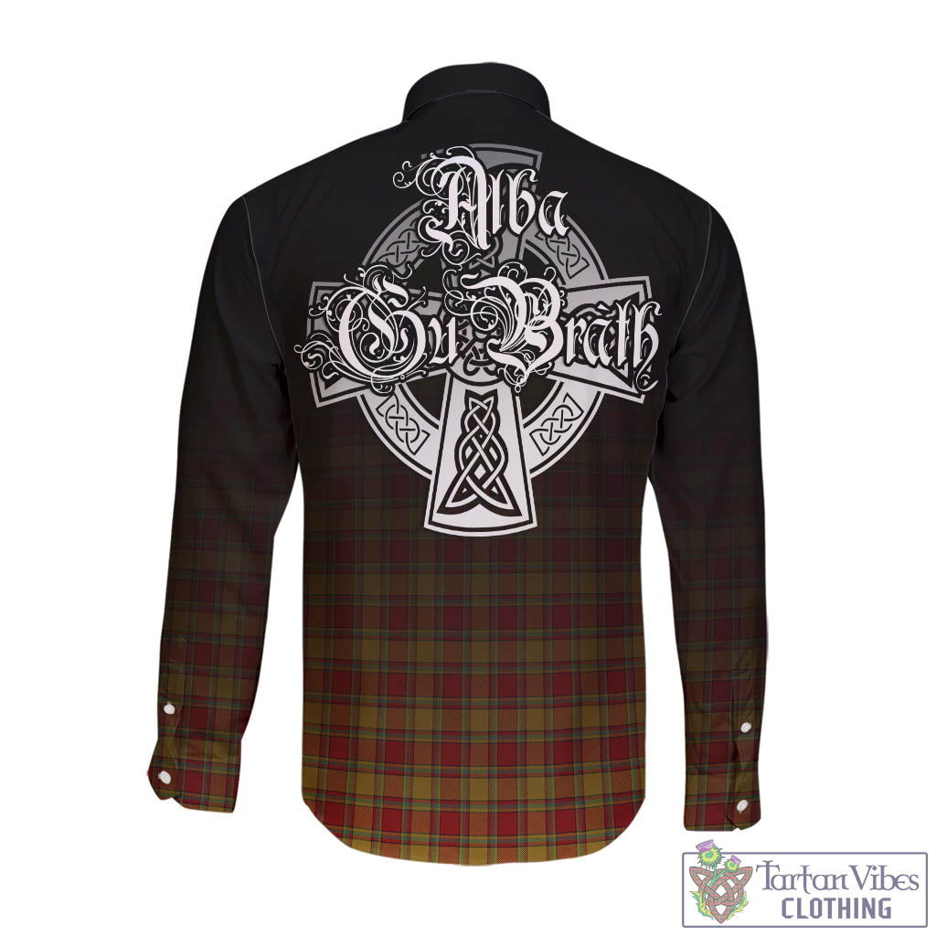 Tartan Vibes Clothing Scrymgeour Tartan Long Sleeve Button Up Featuring Alba Gu Brath Family Crest Celtic Inspired
