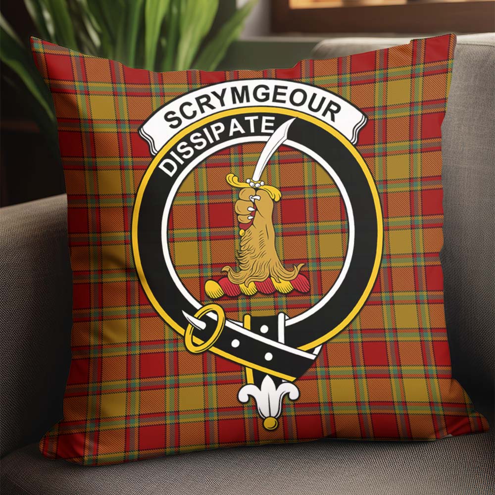 Scrymgeour Tartan Pillow Cover with Family Crest - Tartan Vibes Clothing