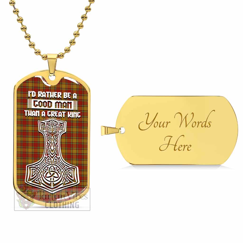 Scrymgeour Tartan Dog Tag Necklace Viking Mjolnir Style Gold Yes - Tartan Vibes Clothing