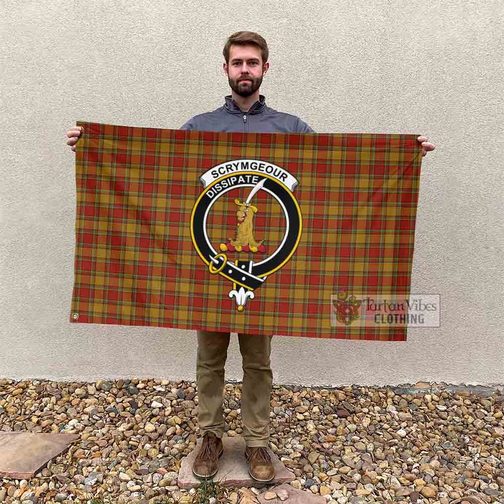 Tartan Vibes Clothing Scrymgeour Tartan House Flag with Family Crest