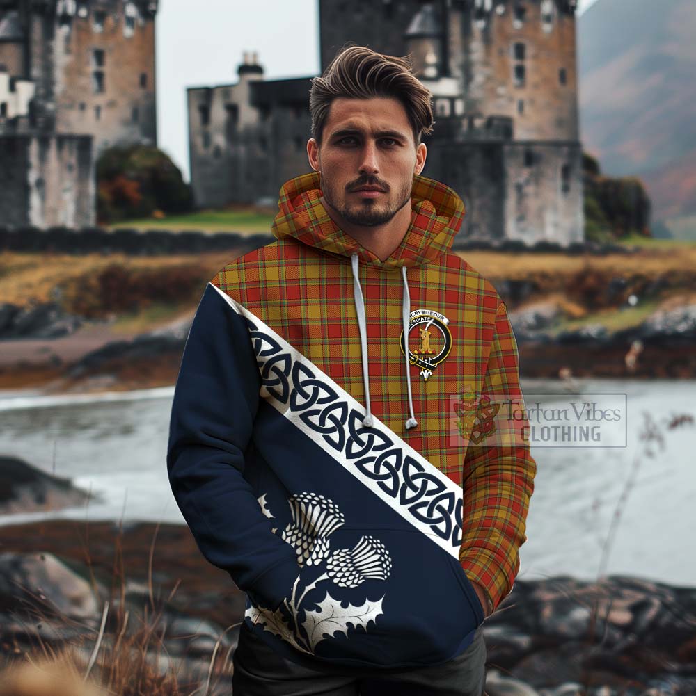 Scrymgeour Tartan Cotton Hoodie Featuring Thistle and Scotland Map - Tartan Vibes Clothing