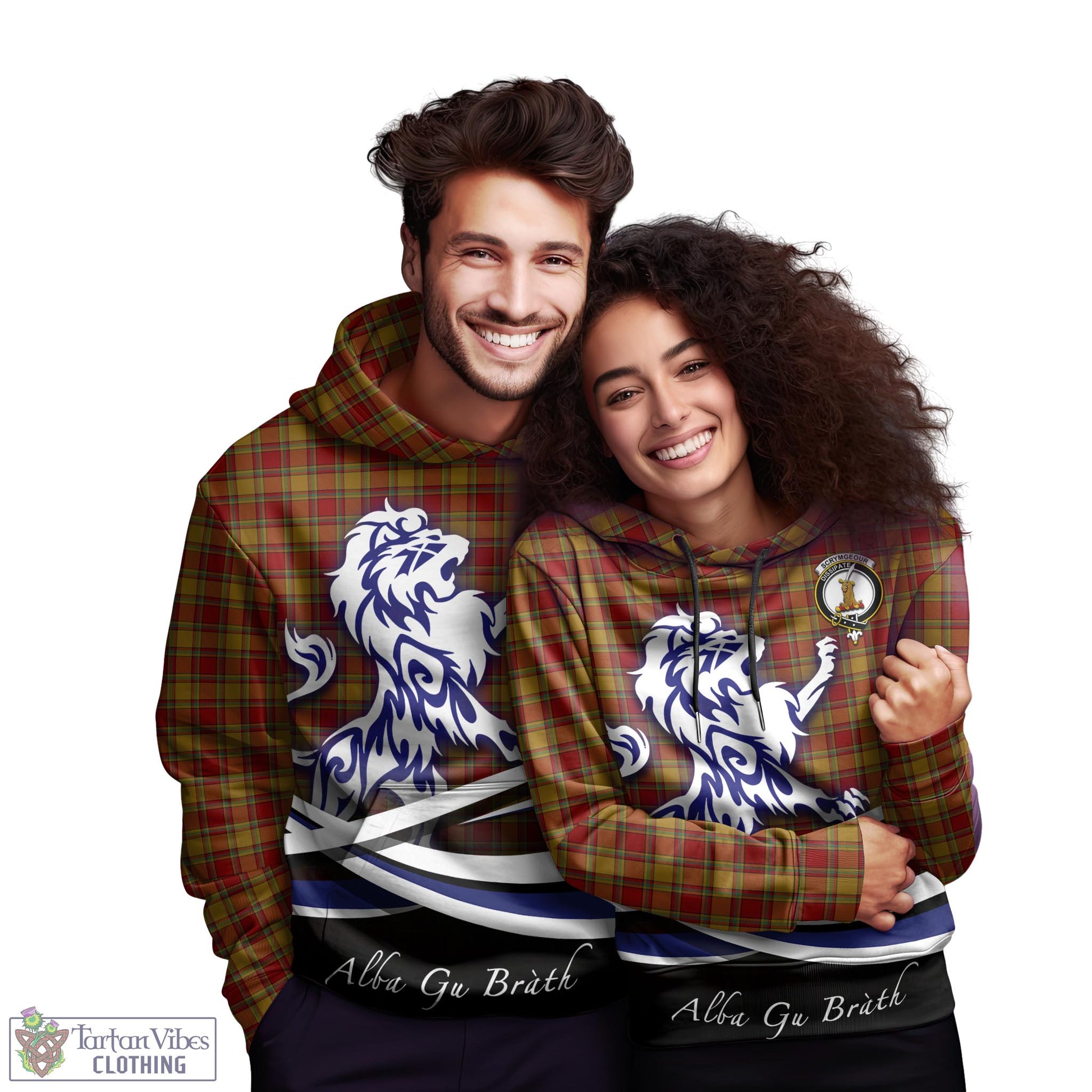 Scrymgeour Tartan Hoodie with Alba Gu Brath Regal Lion Emblem - Tartan Vibes Clothing