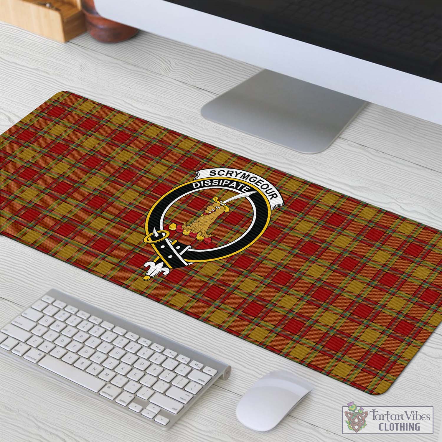 Tartan Vibes Clothing Scrymgeour Tartan Mouse Pad with Family Crest